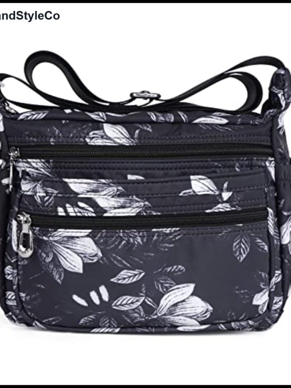 Waterproof Nylon Crossbody Bag for Women Floral Pattern Adjustable Strap